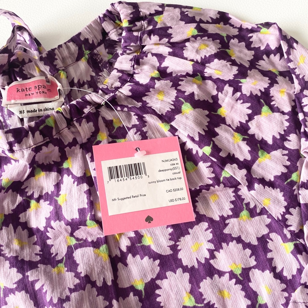 new Kate Spade ♤ Tie Back Top ♤ Pansy Sunny Bloom - Picture 9 of 16